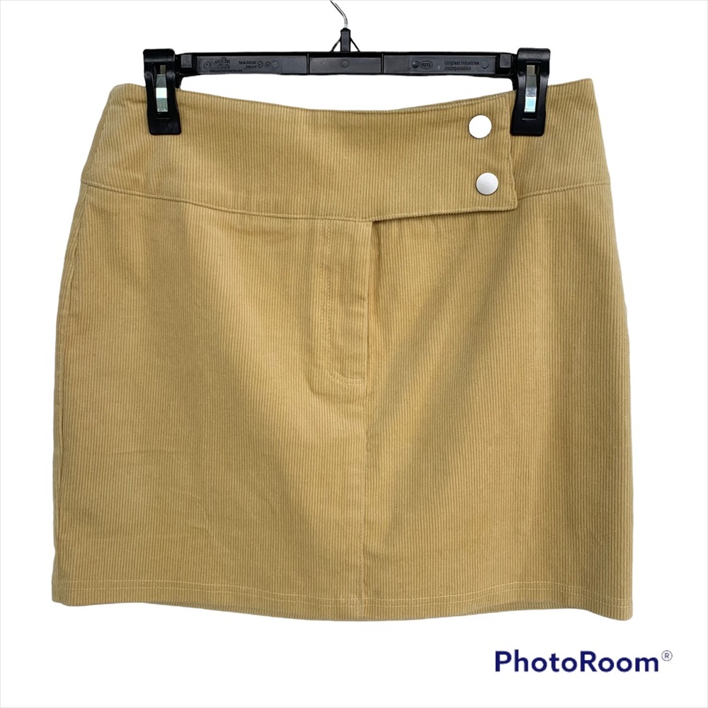 LUCA + GRAE L Mini Skirt Pale Yellow Corduroy NWT